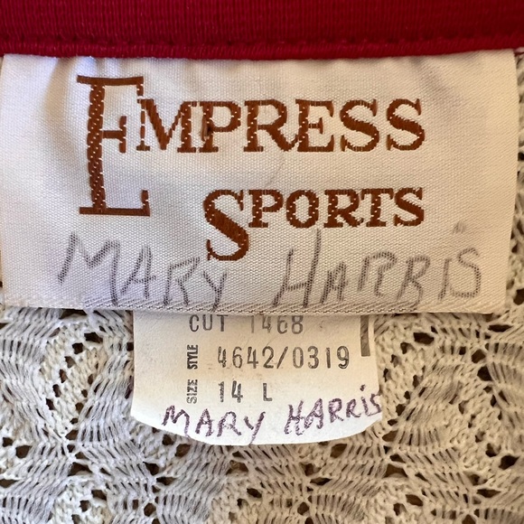 Vintage Empress Sports Red & Ivory Textured Knit Jacket | Size 14 - Picture 6 of 7
